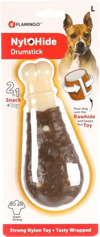 Flamingo f-517607 - Jouet Cuisse de poulet Avec peau de buffle avec goût de poulet
