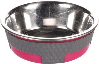Flamingo f-518858 - Gamelle pour la nourriture et leau Rond Fuchsia & Gris & Argent