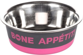 Flamingo f-518853 - Gamelle pour la nourriture et leau Rond Gris & Fuchsia & Argent