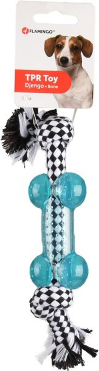 Flamingo f-519718 - Jouet Os Cordon avec 2 noeuds Turquoise