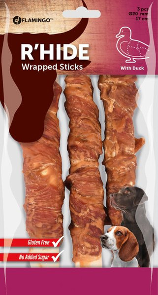 Flamingo f-520287 - Friandises Bâtonavec canard 17cm 50-52gr / 3 pcs 155gr