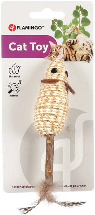 Flamingo f-561010 - Jouet Souris Bâton Plume Brun clair