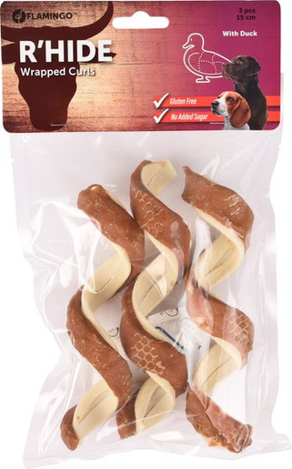 Flamingo f-520305 - Friandises Spirale Blanc avec canard 15cm 37gr / 3 pcs 110gr