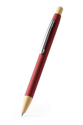 Stamina BL1505 - VERSO Rubber-finish metallic pen with push-button and bamboo details