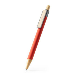 Stamina BL1506 - COPLA Rubber-finish metallic pen with bamboo push button and wide bamboo clip ideal for marking