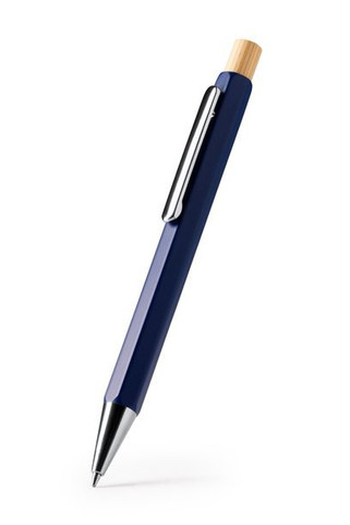 Stamina BL1602 - SALOM Hexagonal ball pen with metallic body and bamboo push button