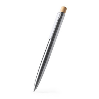 Stamina BL1611 - KENT Ballpoint pen with recycled stainless steel body and bamboo push button