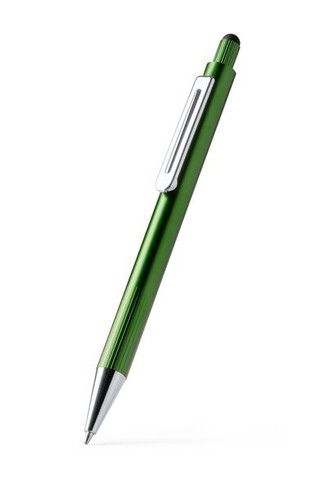 Stamina BL1770 - GARET Aluminium ballpoint pen with striped grip in metallic finish and touch pointer