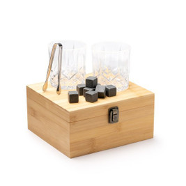 Stamina CK1598 - DANYS Whisky set including two 320 ml glasses and 8 reusable natural stone cubes