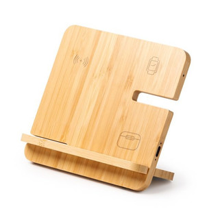 Stamina CR1523 - KROSY 15W 3-in-1 charger stand made of bamboo
