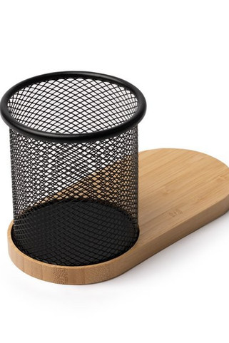 Stamina CR1920 - COSTELO Multifunctionele metalen pennenhouder met een rasterontwerp