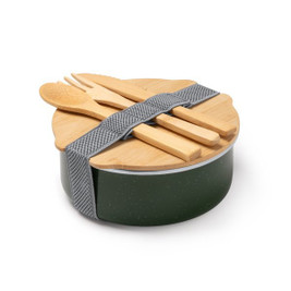Stamina FI1646 - EVELIN La boîte repas en métal est dotée d'un revêtement en céramique durable et d'un couvercle en bambou fixé à l'aide d'un élastique pour préserver la nourriture en toute sécurité