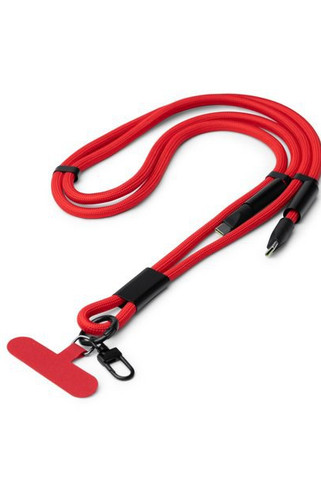 Stamina IA1862 - DENKI Lanyard van gerecycled nylon met smartphonehouderfunctie en Type-C-verbindingskabel aan beide uiteinden