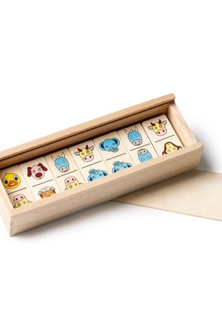 Stamina JU1682 - BUELIX Houten domino met een 28-delig dierenontwerp