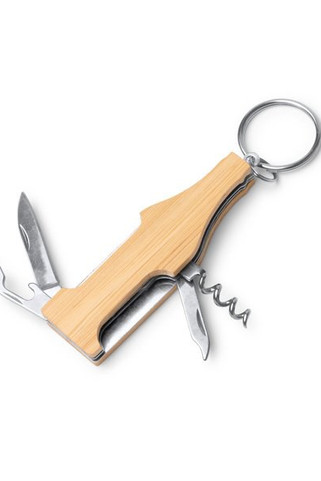 Stamina KO1879 - COSCO Multi-tool steel and bamboo keyring with 4 functions