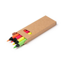 Stamina LA1763 - MARGA Ein Satz von 4 fluoreszierenden Buntstiften mit schwarzem Holz