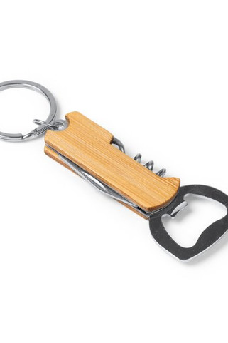 Stamina NA1558 - GUNES Opening key ring with knife and corkscrew with bamboo body