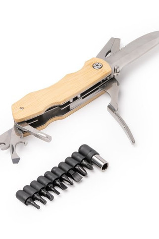 Stamina TO1947 - DANILO 5 in 1 multi tool made from stainless steel with a bamboo body