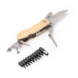 Stamina TO1947 - DANILO 5 in 1 multi tool made from stainless steel with a bamboo body