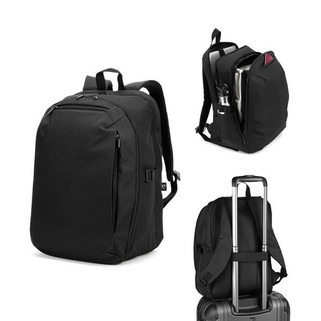 Backpack with one full opening compartment in high density 300D recycled polyester 16" - Egotier 92540