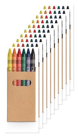 Pack of 100 Egotier 91754 - Box with 6 crayon