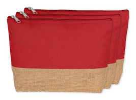 Pack of 3 Kimood KI0276 - Eco-Friendly Canvas and Jute Zipper Pouch