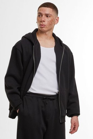 BUILD YOUR BRAND BY443 - Loose-fitting zip-up hoodie