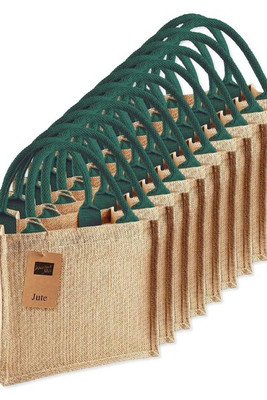 Pack of 75 Westford mill WM412 - Eco-Friendly Burlap Tote with Cotton Handles