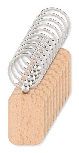 Pack of 100 GiftRetail MO9774 - POTY WOOD Elegant Rectangular Wooden Key Ring Accessory