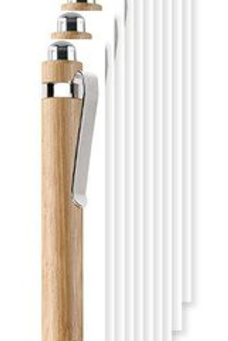 Pack of 100 GiftRetail MO7318 - SUMATRA Eco-Friendly Bamboo Ball Pen with Chrome Accents