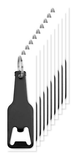 Förpackning med 100 GiftRetail MO9247 - BOTELIA Elegant Aluminium Flasköppnare med Nyckelring