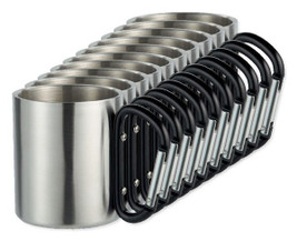 Пакет от 10 GiftRetail MO8313 - TRUMBO Lightweight Stainless Steel Mug with Carabiner Handle
