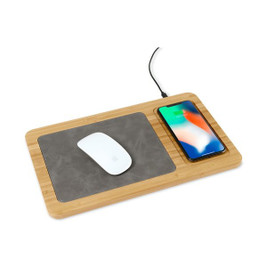 GiftRetail 101519 - Auden Bamboo Wireless Charging Mouse Pad