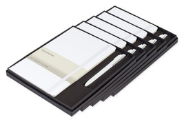 Pack of 5 Moleskine 100479 - Large Notebook and GO Pen Gift Set