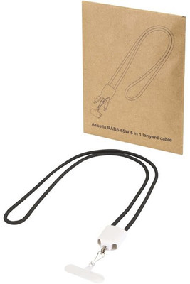 Ion 65W 5-in-1 recycled plastic lanyard charging cable - EgotierPro 124523