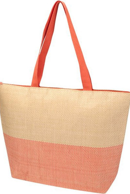 Rhythm straw paper large zipped tote bag 21L - EgotierPro 130156