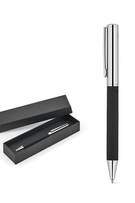 Stainless steel ballpoint pen with a glossy finish and black ink by Dokumental® - Egotier 91989