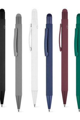 Ballpoint pen with a modern design made from recycled aluminum (100% rAL), with a rubber finish - Egotier 91991