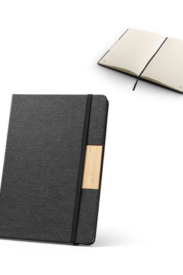 A5 hardback notebook made from 100% recycled PET fabric, with recycled lined pages - Egotier 93585