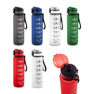 Bottle made from recycled PET (100% rPET), featuring motivational phrases and time markings to encourage you to drink water - Egotier 94448