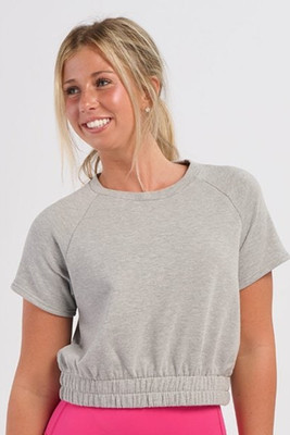 Boxercraft BW2103 - Sudadera corta de manga corta y cuello redondo de felpa francesa para mujer