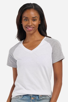 Boxercraft BW2204 - Camiseta de mujer con bloques de color y cuello en V