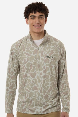 HUK H1200720 - Pulóver con cremallera de un cuarto Airweight KC estampado para hombre